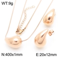 Rose gold stainless steel hollow teardrop necklace and earrings jewelry set for women - Rose Gold Small Water Drop Set (KS221209-KFC)