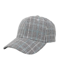 Vista dettagliata del cappellino da baseball pied-de-poule con motivo a quadri blu - Grigio Nero Blu Plaid Britannico (B#)