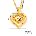 Detailansicht goldener Doppelherzanhänger mit rotem Kristall und 40+5cm Maßangaben - Gold Mit Rotem Zirkonia (N01099-1)