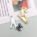 DIY jewelry high heel charms with black polka dot bow in white and gold finish - High Heels Bow Style (12001)