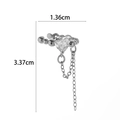 Detailed size view of silver butterfly cartilage clip with heart zircon and chain tassel - 8# Silver (Heart Zircon Bead Tassel)