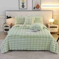 Mint green plush throw blanket with thick bubble rabbit fur texture and 3D grid design - 35*35cm Cushion / Sage Green