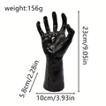 Detaillierte Größentabelle für schwarzen Hand-Displayständer mit Maßen und Gewicht - Schwarze lange Hand