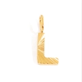Golden stainless steel letter L pendant with sunburst texture and polished finish - Letter L