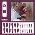 Purple leopard print press-on nails with matte finish and glitter in long stiletto shape - Purple Tiger Pattern (W1146)