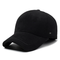 Schwarze Herren-Winter-Baseballkappe mit Fleece-Futter und JH-Metalllogo-Detail - Verstellbar / Schwarz