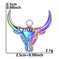 Rainbow stainless steel bull head animal pendant with size 2.5cm and weight 2.1g details - Bull Head / Rainbow