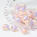 Colorful hand-painted acrylic heart beads scattered in a clear glass dish for DIY crafts - Transparent Bead + Purple Bow + Pink Hi / 18mm