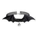 Gothic black lace bat wing choker with silver bell for Halloween party costumes - 2# Black Bat Wings Bell Mesh Choker