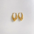 Minimalist gold plated V-shaped stainless steel hoop earrings with polished finish - Waterdrop/V-Shape Style (DEK1849)