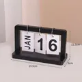 Modern black wood flip perpetual calendar featuring white cards and metal rings - Black MDF Style