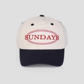 Cappellino da baseball retrò crema e blu navy con logo Sundays ricamato design - M(56-58cm) / Beige