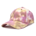 Tie-dye baseball cap for women with pink, yellow and purple patterns in a 45-degree view - Adjustable / 5# Rose Red and Yellow Tie-dye