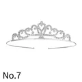 Diadème princesse argenté n° 7 pour filles avec strass et motif de cœur élégant - Couronne d'argent à motif de volute de cœur (No. 7)