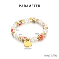 Detailed parameter diagram of heart pearl bracelet with 8mm beads and 19g weight - Pink Floral Heart Style (KB183019-BH)