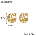 Golden spiral twisted hoop earrings in stainless steel with 1.7cm height measurements - Gold Multi-layer Spiral Earrings (BE47687DW0)