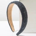 Macro shot of padded sponge headband with luxury dark blue sparkling rhinestones - Transparent Gray