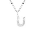 Zilveren roestvrijstalen ketting met getextureerde letter U-hanger aan een kralenketting - Letter U (U-Staalkleur)