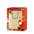 Large red Christmas gift bag with Santa Claus cartoon and transparent window design - Large / Red