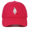 Casquette de baseball rose vif avec broderie fantôme blanc et visière incurvée élégante - Réglable / Rose rouge