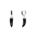 Silver horn pendant earrings with black zircon stones in a sleek punk style - 24K / Silver Black Horn (JQH0067-SS-3)