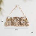 Wooden Merry Christmas letter ornament with gold star details and hemp rope hanger - Small Natural Wood Letter Sign
