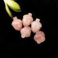 Set de cinco colgantes de bellota de cristal rosa con texturas de piedra natural - Cuarzo rosa