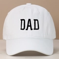 White washed cotton baseball cap with bold black DAD embroidery in a vintage style - Adjustable / White DAD