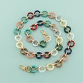 Detailed top view of 120cm colorful hexagonal acrylic bag chain with gold lobster clasps - Octagon Mixed with Gold