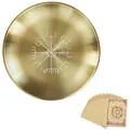 Brass altar plate with Viking Vegvisir compass engraving and decorative tarot cards - Norse Compass (Include 12 Cards) / 14cm
