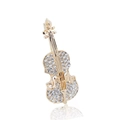 Exquisite gold violin brooch with sparkling crystals and a polished metallic finish - 336# Harp