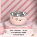 Ciotola rosa per bambini in acciaio inox 316 isolata con simpatico motivo cartone - 316 Ciotola per Bambini / Rosa