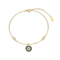 Elegantes vergoldetes S925 Sterlingsilber Evil Eye Armband mit blauen und weißen Zirkonia - Einzelauge Minimalistischer Stil / Gold