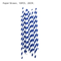 Starry sky theme blue and white striped paper straws for birthday party 10pcs 20cm set - Paper Straws 10PCS-Blue