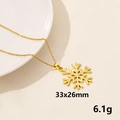 Golden snowflake pendant necklace in stainless steel with 33x26mm dimension details - Gold Snowflake (S1059-G+N22-G)