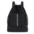 Zaino sportivo nero con coulisse e striscia riflettente e scomparto per le scarpe - Nero
