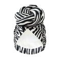 Faux suede turban hat featuring a bold black and white zebra print and knot detail - 10370/Zebra Print