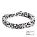 Polished silver stainless steel Byzantine chain bracelet measuring 205mm x 8mm size - Pure Silver Thick Style (KB106721-Z)