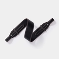 Black lychee leather strap with white contrast stitching and silver hardware - Black Strap Silver Buckle