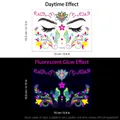 Neon floral and butterfly face tattoo sticker with day and night glow effect - FA-016