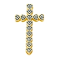 Golden cross pendant with blue zircon heart links for women's jewelry collection - Pendant 70 (Gold Heart Blue Stone Cross)