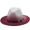 Dettaglio del cappello in feltro sfumato da bianco a bordeaux con fibbia dorata vintage - M(56-58cm) / Stile Sfumato Bianco Rosso Vino (02)