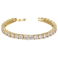 Bracelet de tennis classique plaqué or 18 carats avec oxydes de zirconium ronds pavés - Doré