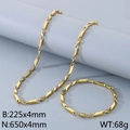 Conjunto de collar y pulsera de acero inoxidable dorado con cadena de eslabones fina - Relación 1:1 (KS222728) / Dorado