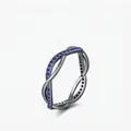 S925 Sterling Silber Ring mit blauen Steinen im dunklen Vintage-Design aus Frankreich - US Größe 5 / 925 Sterlingsilber