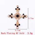 KC gold plated alloy cross pendant with black crystals and pearls for jewelry making - 11776 Gold