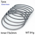 Set of 7 matte boiled black 3mm titanium steel minimalist stackable bangle bracelets - 73mm-Set of 7 (KB209836-GC)