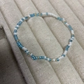 Handmade seed bead bracelet in blue and white with golden accents on beige fabric - Style 10-Blue White Gold Seed Beads
