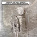 Wall-mounted suction toothbrush holder and textured cup set in transparent gray silver finish - 1 Cup (Grey) + Bowknot