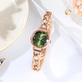 Montre à quartz GEDI pour femmes avec cadran vert soleil et bracelet en chaîne or rose - Boîtier Or Rose Cadran Vert (YH-6323)